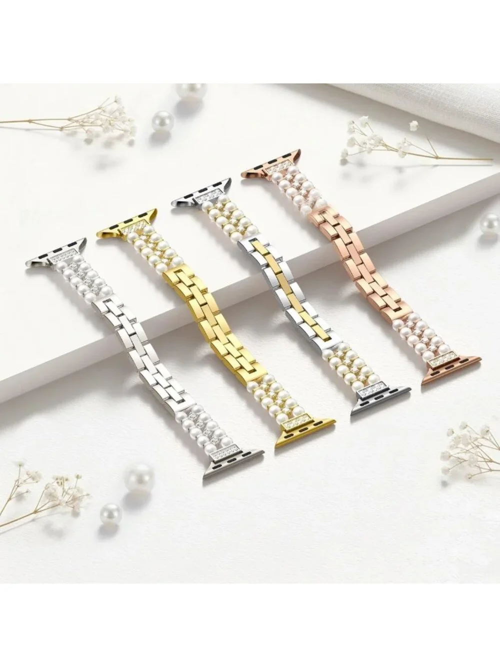 Elegant Pearl Beaded Bracelet for Apple Watch - Stylish Women's Accessory